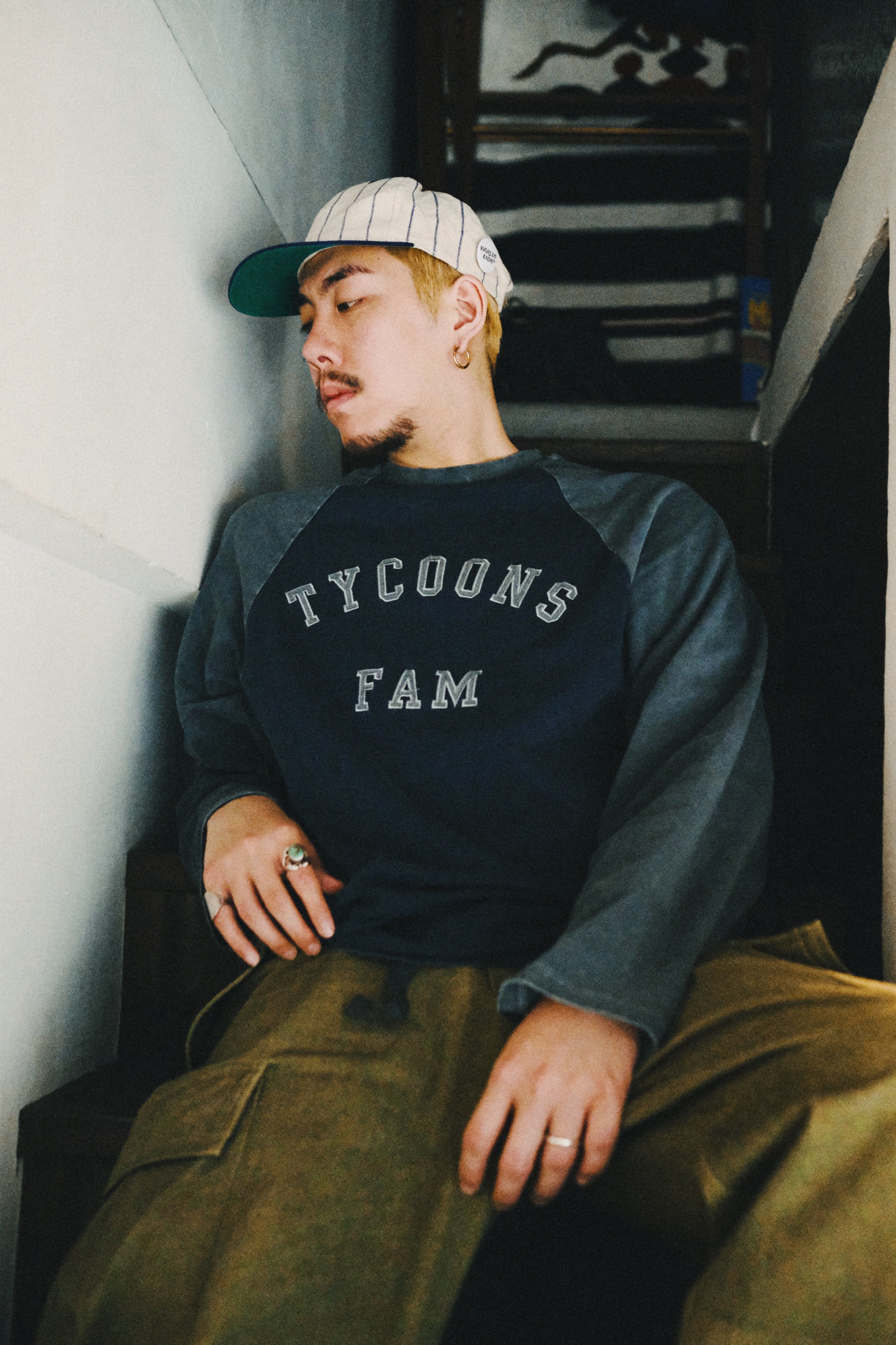 TYCOON FAM Navy Dyed Long Tee