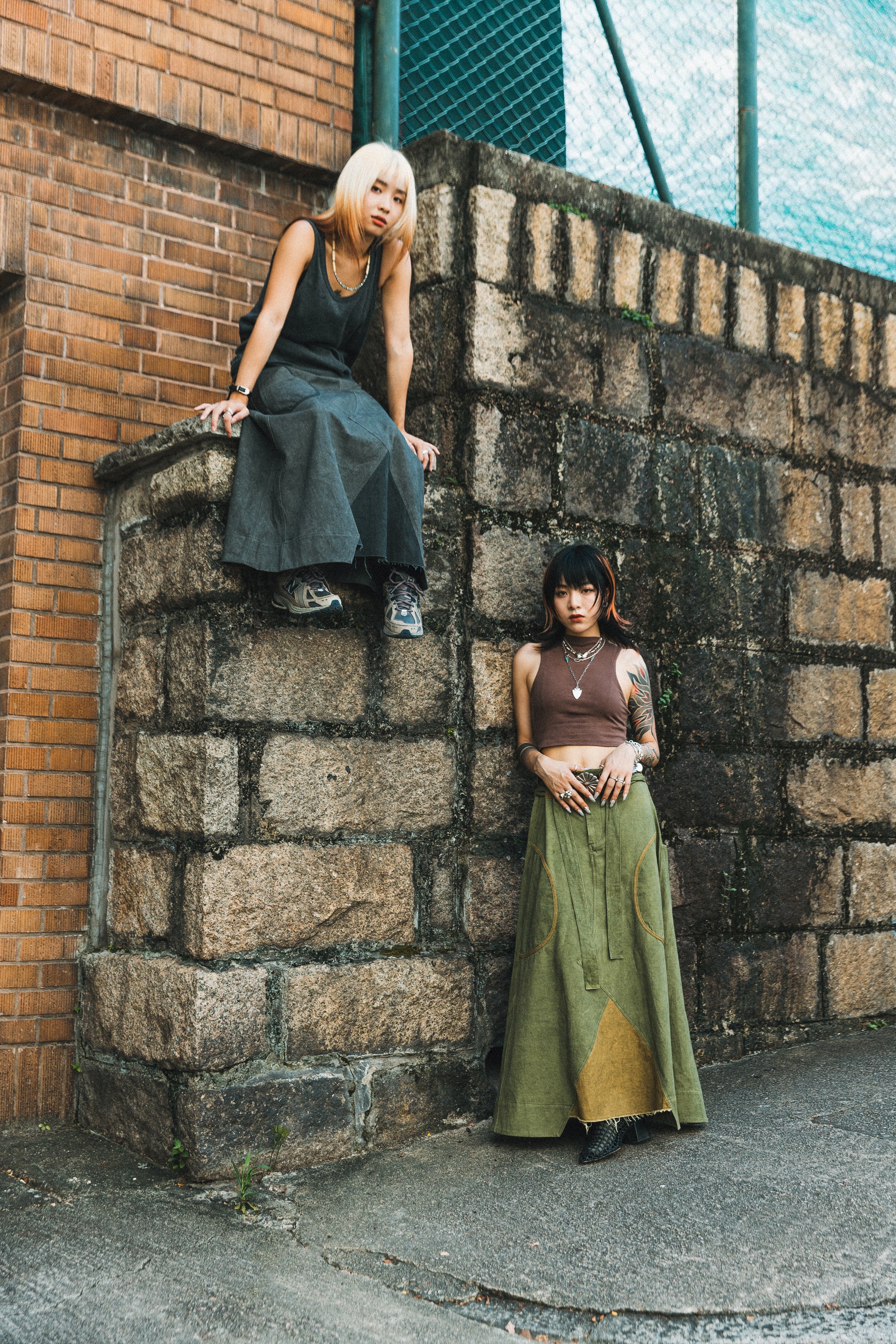 Footloose Tycoon  Heavy Washed Patchy Skirt Double Beltloop