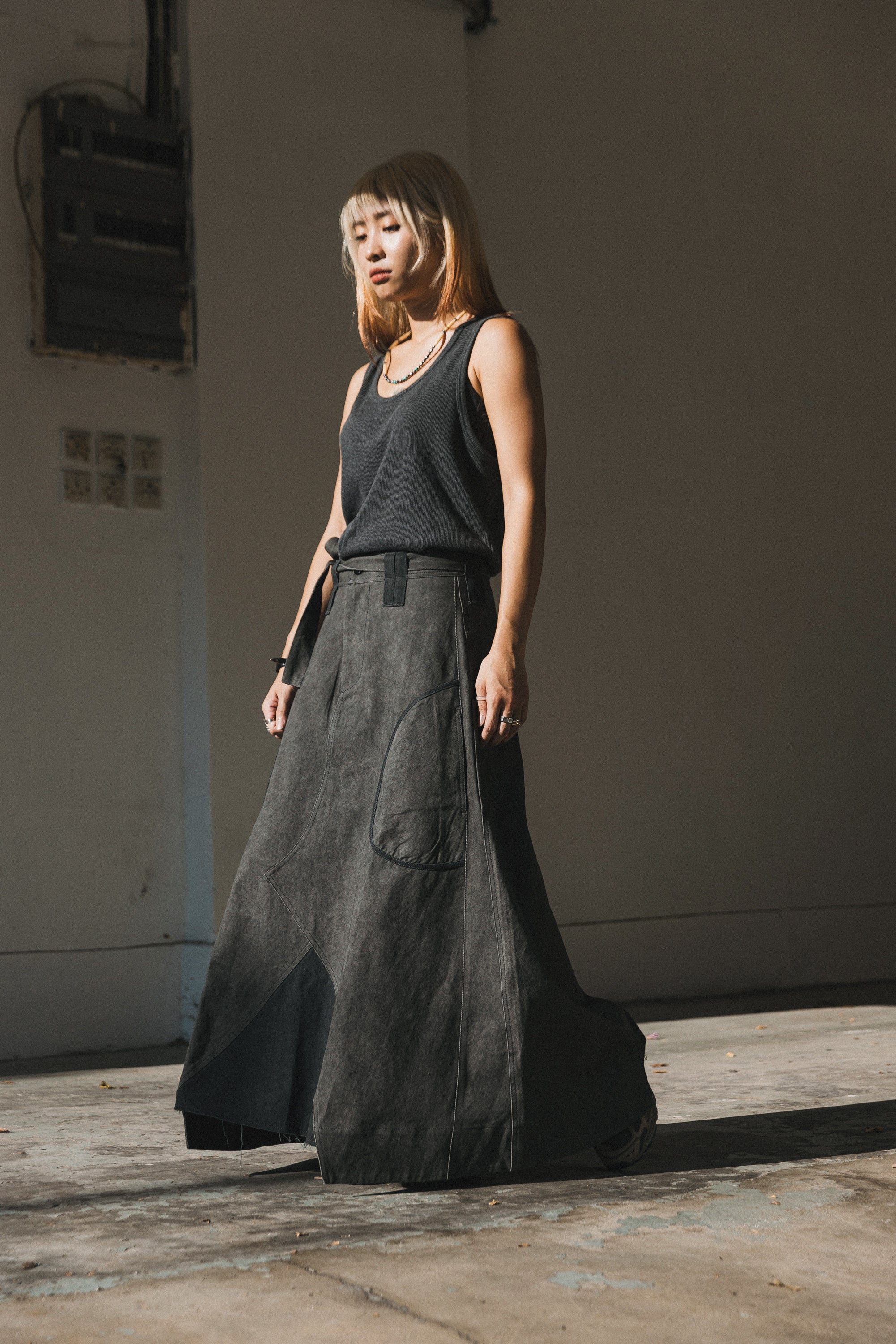 Footloose Tycoon  Heavy Washed Patchy Skirt Double Beltloop