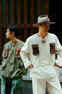 FOOTLOOSETYCOON Checkered Pattern Pockets Buckle Shirt