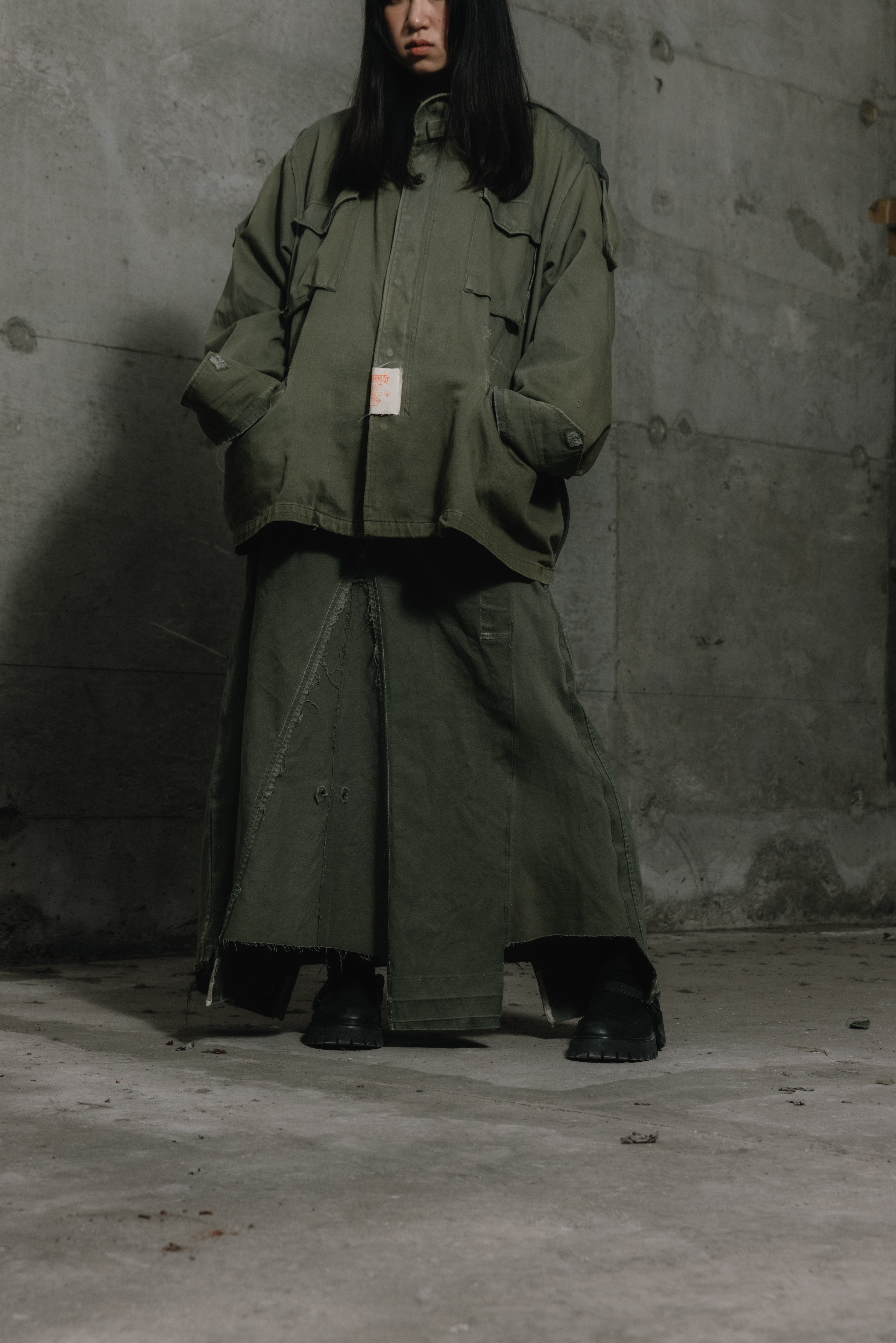 Footloose Tycoon X Random Effect - Remade Dress Fabric from German Army Pant