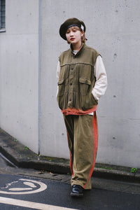 Footloose Tycoon Red Border Dyed Heavy Washed Raw Vest / Pants /Set